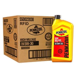 Pennzoil High Mileage 5W-30 Motor Oil, 1 Quart (6 Pack)