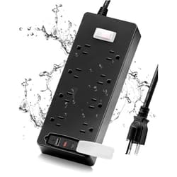 DYSSIPATIVE Outdoor Power Strip Weatherproof. Waterproof Surge Protector 8 Outlets, PD 20W Fast Charing Port and 2 USB Port, 6FT Extension Cord, Outdoor Surge Protector Power Strip ​for Home,Office