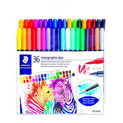 STAEDTLER double ended watercolor brush markers, marsgraphic duo, for illustrations, detail work, manga and expressive lettering, 36 colors 3000TB36LU