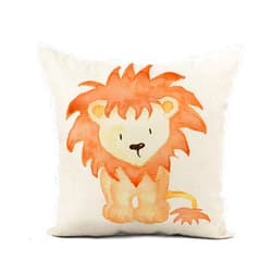 Awowee Flax Throw Pillow Cover Orange Baby Lion Animal Watercolor Drawing Nursery Safari Big 18x18 Inches Pillowcase Home Decor Square Cotton Linen Pillow Case Cushion Cover
