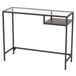 Ikea VITTSJÖ Laptop Table, black-brown/glass100x36 cm (39 3/8x14 1/8 