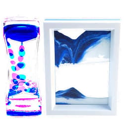 FKYTION Liquid Motion Bubbler Timer and Moving Sand Art Picture 2 Pack Colorful Hourglass Liquid Bubbler Art Toys Activity Calm Relaxing Desk Toys Voted Best Gift!