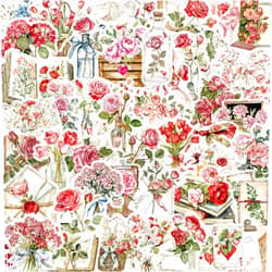 YOKSAS Vintage Rose Flower Scrapbooking Stickers - 50 Pieces Waterproof Clear Floral Decals for Scrapbook,Journals,Planners,Envelope,Valentine's Day Gifts