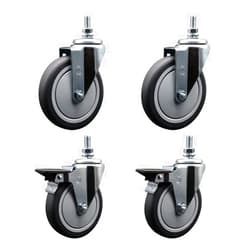 Service Caster Thermoplastic Rubber Swivel Threaded Stem Caster Set of 4-6
