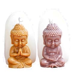 LSLEVA 2-Pack 3D Mini Buddha Silicone Candle Mold, DIY Buddha Mold for for Handcraft Candle Making Decorated Resin Craft Molds Gypsum Cement Statue Silicone Moulds