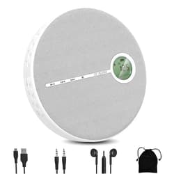 WOKALON Rechargeable Portable CD Player with Bluetooth, Compact Anti-Skip Walkman CD Player with Headphones &Dual Stereo Speakers for Home/Travel,Support CD MP3 USB AUX Input,2000mAh