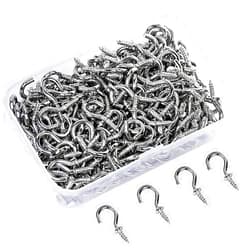 MTJSWXSY 245 Pieces Metal Ceiling Hooks, 1/2 Inch Ceiling Hooks, Mini Screw-in Hooks, Light Hanging Hooks(Silver)