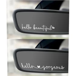 Bylikeho Car Decals,Car Accessories,Car Stickers and Decals,Hello Beautiful Mirror Decal,Car Rear View Mirror Sticker,Funny Car Decals,Vinyl Car Decals,Used in Car Window Rearview Mirror (White)