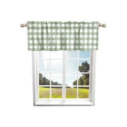 Edwiinsa Sage Green Curtain Valances for Windows Treatment Tier Curtains, Country French Rustic Buffalo Plaid Check Curtain Short Valance Curtain Rod Pocket Curtains for Kitchen Living Room, 54x18 in