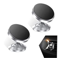 Jokormo 2 PCS Car Adsorption Mobile Phone Holder, 360 Degree Rotating One-Hand Grab and Go Navigation Mount, Dashboard Adjustable Portable Bracket for Mini Tablet iPhone, Universal for Cars (Silver)