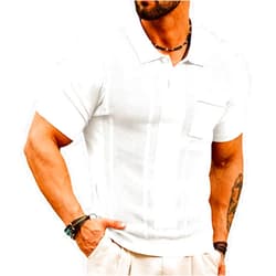 GRACE KARIN Men's Knit Polo Shirts Short Sleeve Texture Lightweight Golf Shirts Sweater
