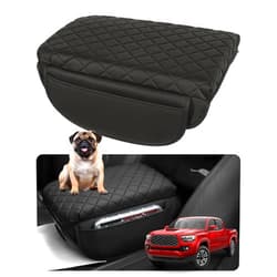SDPVorn Armrest Cover for 2016-2021 2022 2023 Tacoma Center Console Cover Leather Arm Rest Pad Middle Console Lid Cover with Pockets for Tacoma 3rd Gen Accessories 16-23