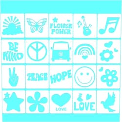 Junkin 20 Pcs Stencil for Painting Stencil Reusable DIY Drawing Template Motivational Art for Crafts Home Decor on Wood, Canvas, Paper, Fabric, Walls, Furniture(Peace and Love)
