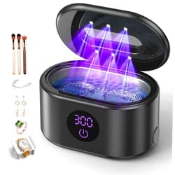 BYASKZIV Ultrasonic Jewelry Cleaner, 48KHz Ultrasonic Cleaner Machine with 20oz 304 Stainless Steel Tank, Dual Modes & LED Display - for Jewelry, Eyeglasses, Watches, Dentures, Retainers & More-Black