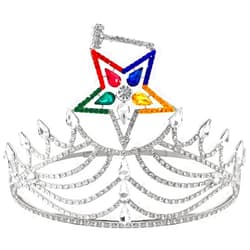 DEURA Masonic OES Matron Silver Plated Rhinestones O.E.S Adjustable Crown With Gavel
