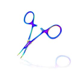 Cynamed Mosquito Hemostatic Forceps with Multicolor/Rainbow Titanium Coating - Premium Quality - Hemostat Clamping Pliers with Serrated Jaws - 3.5 in. (Curved)