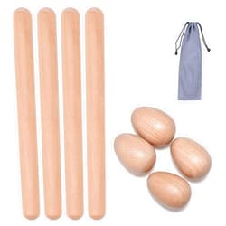 TDOCK 8 Pcs Musical Percussion Instrument Set, Includes 4 Pcs 8 Inch Rhythm Sticks Wood Claves and 4 Pcs Wood Egg Shakers