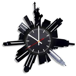 YanGxx New York City USA Brooklyn Manhattan Vinyl Wall Clock, Vinyl Record Handmade Art Decor for Home Room Kitchen, Vintage Original Gift for Any Occasion, Party Supplies Decoration, Black