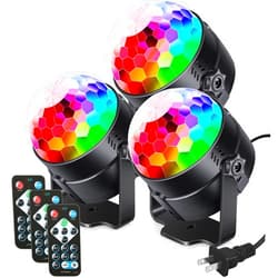 Luditek 3-Pack Sound Activated Party Lights with Remote Control Dj Lighting, Disco Ball Light, Strobe Light Stage Lamp for Home Room Dance Party Decorations