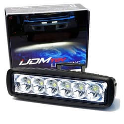 iJDMTOY Mini LED Light Bar as DRL Fog Light Backup Reverse Light Fit Compatible with Jeep Truck 4x4 Boat ATV UTV etc, (1) Universal Fit Lightbar Powered by (6) 3W High Power LED Lights