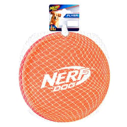 Nerf Dog Nylon Flyer Dog Toy, Flying Disc, Lightweight, Durable and Water Resistant, Great for Beach and Pool, 9 inch Diameter, for Medium/Large Breeds, Two Pack, Orange and Red (8959)