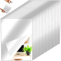 Queekay 20 Pcs Home Gym Mirrors 12'' x 16'' Mirror Tiles Self Adhesive Workout Frameless Acrylic Wall Mirror 2mm Thick Wall Mounted Mirror Sheets Mirror Trays for Wedding Table Centerpieces