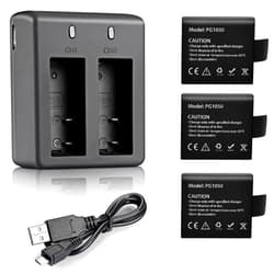 VVHOOY 3 x 1050mAh Rechargeable Action Camera Battery with USB Dual Charger Compatible with AKASO EK7000/Brave 4/V50X/Apexcam/VEMONT/Dragon Touch Vision 3/REMALI CaptureCam/Jadfezy Action Camera