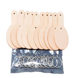 PITKA LEATHER Natural Leather Key Chain Kit,Blank Key Fobs, 10 Pre Punched Natural Veg Tanned Leather Key Fobs