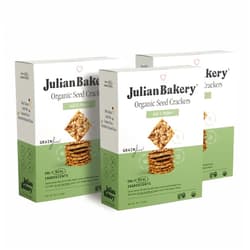 Julian Bakery® Organic Seed Crackers - Salt & Pepper 4oz | Gluten Free and Organic Certified | Grain Free | Low Carb | Plant-Based | Vegan (3PACK)