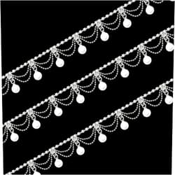 GLOBLELAND 1 Yard Pearl Tassel Rhinestone Fringe Trim Rhinestone Pearl Tassel Chain Diamond Crystal Tassel Fringe Trim for Sewing Crafts Wedding Dress Clothing Accessories DIY Decoration Silver