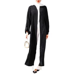 IMEKIS Women Muslim Abaya Long Sleeve Open Front Cardigan Striped East Arabian Robe Loose Full Cover Islamic Dubai Clothes
