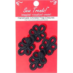Sew Trendz Chinese Frogs Button Closures Hook & Eye Fastener - Sewing Quilting Renaissance Dance Hawaiian Bridal Costumes Outfit Drapery Home Decor-Black-Five Loops Design - 2 Pairs/pk. - #FG4755
