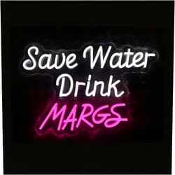 Rokaku Save Water Drink Margs LED Neon Sign - 42cm x 29cm Pink LED Neon Lights for Home Wedding Birthday Backdrop Bacelorette Party - Perfect for Girls Young Lady & Margarita Lovers Y2K Decor