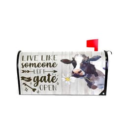Kcldeci Cow Farm Animal Magnetic Mailbox Cover Daisy Flower Rustic Wood Panels Mailbox Wraps Post Classic Monogram Letter Box Cover Mailwraps Standard Size 18