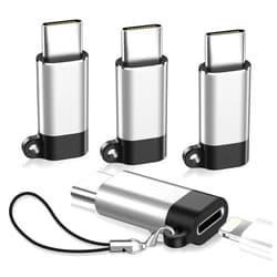 PITCHESSY 4 Pack,Lightning Female to USB C Male Adapter for iPhone 15/15 Pro/15 Pro Max/15 Plus/iPad Air/Samsung/Type C Charger Converter Cable Support Charging&Data Transfer,Not for Audio/OTG,Rack Adapters
