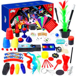 Skirfy Magic Set-Magic Tricks for Kids Age 8-10,100+ Kids Magic Kit Age 6-8, Magic Starter Kit with Dice Magic Trick, Magic Wand, for Kids