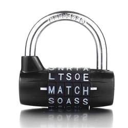 JUPAI Padlock 5 Letter Word Lock,5 Digit Combination Lock,Gym Locker Lock,Safety Padlock for School Gym Locker,Sports Locker,Fence,Toolbox,Hasp Cabinet Storage (Black)