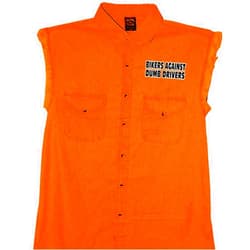 Hot Leathers Safety Orange Bikers Against Dumb Drivers Sleeveless Denium Shirt
