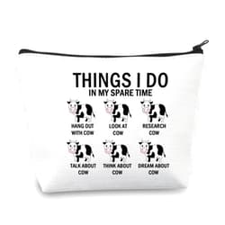 BDPWSS Cow Makeup Bag Things I Do in My Spare Time Hang Out With Cow Lover Gift Farmer Gift Cows Mom Gift (Cow Spare Time)
