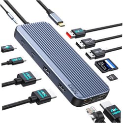 Selore&S-Global USB C Docking Station 3 HDMI, Docking Station 3 Monitors,12 in 1 Docking Station Dual Monitor, Laptop Docking Station Triple HDMI with 10Gbps USB A/C 3.1,USB 2.0,100W PD,Ethernet, Audio&Mic,SD&TF Slot