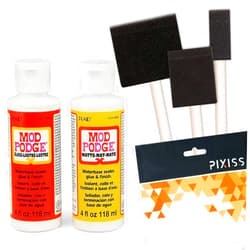 GrandProducts Art Bundles Mod Podge Decoupage Starter Kit, Gloss and Matte Medium with 3 Pixiss Foam Brushes, Waterproof for Puzzles, Wood and More