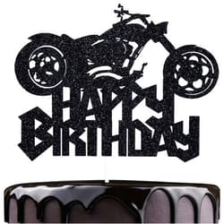 Kaxilu Artczlay Happy Birthday Cake Topper Black Flash Motorcycle Party Decoration Birthday Party Cake Decoration