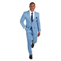 AZAR MAN Slim Fit 2 Button Pinstripe Men's Suit Notch Lapel LY7918