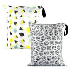 Yuntop 2Pcs Waterproof Reusable Wet & Dry Bag for Baby Cloth Diaper Gym Clothes Travel Bags Washable Beach Pool Swimsuits Pockets with Two Zippered Dirty Diapers Stroller Yoga Toiletries Daycare Organizer
