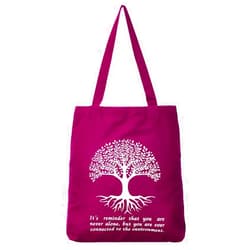 Yogalatest Cotton Canvas Tote Bag With Tree of Life Printed - Ethnic Style Shoulder Bag | Inner Zip Pocket Included | Best for Use In Gym, Shopping, Travel, Beach - Aubergine