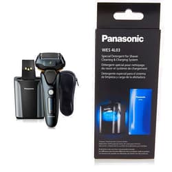 Panasonic Electric Razor for Men + Cleaning Solution, ES-LV97-K + WES4L03 Bundle, ARC5 Five-Blade Electric Shaver with Premium Automatic Cleaning and Charging Station Plus Cleaning Solution Refill
