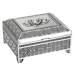 Hipiwe Vintage Metal Jewelry Box Trinket Storage Box Rectangle Treasure Chest Case Earring Ring Necklace Bracelet Organizer Decorative Keepsake Box Birthday Gift for Women Girls
