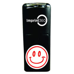 Supply360 AS-IMP2006 Round Teacher Samp - Smiley Face Design #2, Red Ink, Durable, Light Weight Self-Inking Stamp, 5/8
