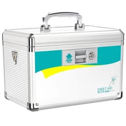 Glosen Medicine Lock Box,locking medicine box, Security Lock Boxes【Medium 12 x 7.68 x 7.87 Inch with removable storage pocket】,lock box, First Aid Key Safe Box,Lock Box for Medication