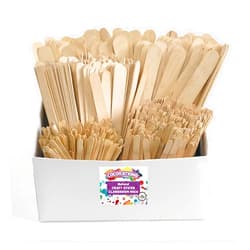Colorations Assorted Sizes Natural Wood Craft Sticks Tongue Depressors, 1200 Piece Classroom Pack, All Natural, , 1mm Thick, Jumbo, Large, Regular, and Mini (Item # CPCS)